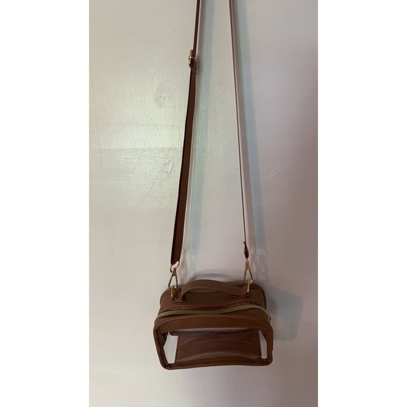The Unbranded Brand Handbags - Vintage Style Clear Crossbody‎ Bag with Brown Trim